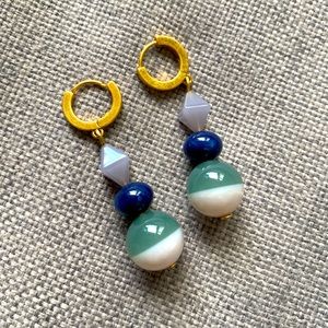 Madewell Geometric Colorblock Drop Hoop Earrings NWOT